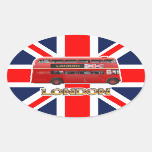 Adesivo Oval O Red London Double Decker Bus