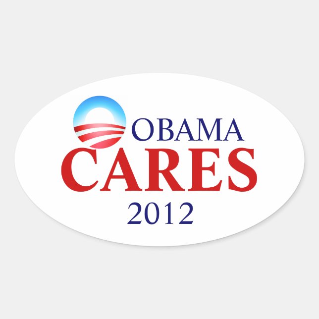 Adesivo Oval Obamacare significa Obama Cares! (Frente)