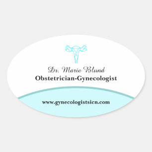 Adesivo Oval OBGYN Teal Modern Elegante com código QR