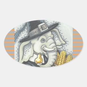 ADESIVO OVAL OBRIGADO A PACHYDERM, PILGRIM ELEPHANT STICKERS