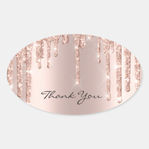 Adesivo Oval Obrigado, doce 16ª Rosa Rosa Rosa Dourada Gama