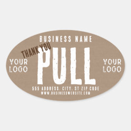 Adesivo Oval Obrigado Russo Charm Kraft Paper Negócios