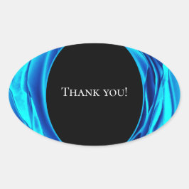 Adesivo Oval Obrigado Sticker - Design de Rosa Azul Metálico