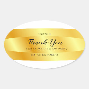 Adesivo Oval Obrigado Texto Dourado, Modelo de Escrita Manual