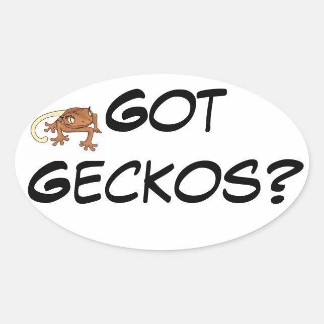 Adesivo Oval Obteve Geckos com Imagem Gecko (Frente)