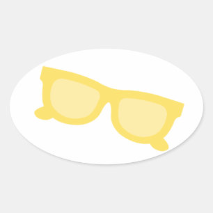 Adesivo Oval Óculos de sol de verão óculos de hipster amarelo
