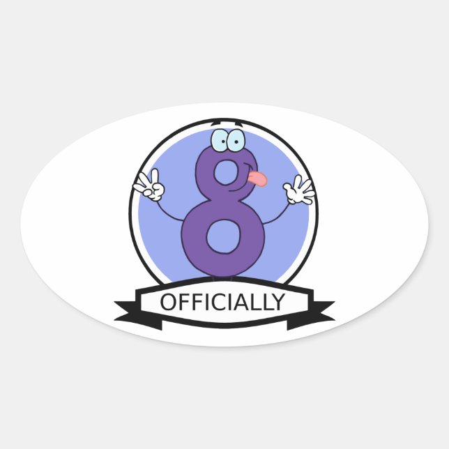 Adesivo Oval Oficialmente 8 Banner de Aniversário (Frente)