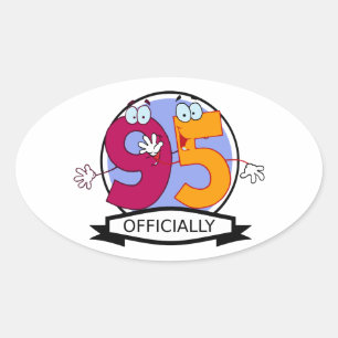 Adesivo Oval Oficialmente bandeira de 95 aniversários