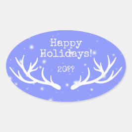 Adesivo Oval Oh Deer Holiday Sticker