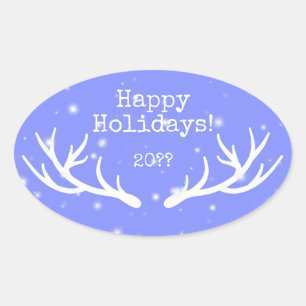 Adesivo Oval Oh Deer Holiday Sticker
