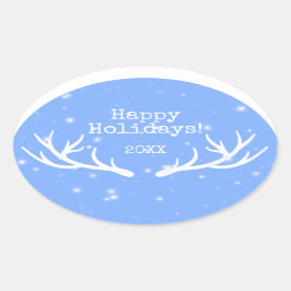 Adesivo Oval Oh Deer Holiday Sticker