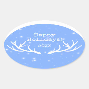 Adesivo Oval Oh Deer Holiday Sticker