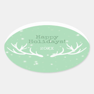 Adesivo Oval Oh Deer Holiday Sticker