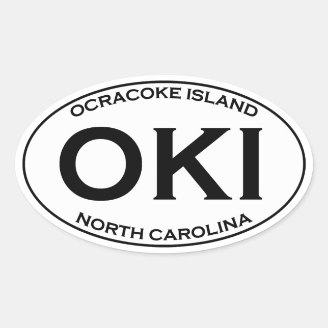 Adesivo Oval OKI - Logotipo Oval da Ilha Ocracoke (Frente)