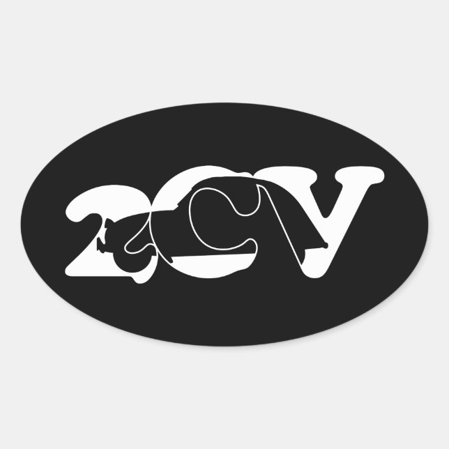 Adesivo Oval Oldtimer 2cv Ente Schatten Weiss (Frente)