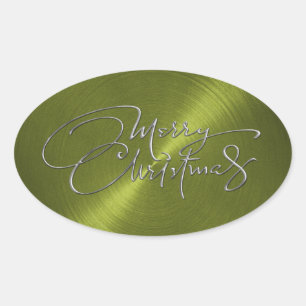 Adesivo Oval Olho Verde Feliz de Natal Emboscada