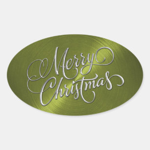 Adesivo Oval Olho Verde Feliz de Natal Emboscada