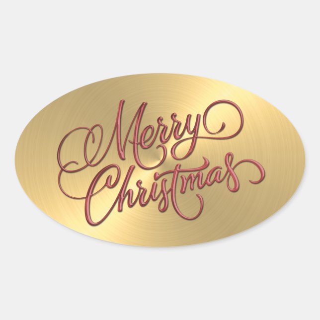 Adesivo Oval Olho vermelho feliz de Natal embutido (Frente)