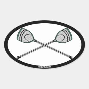 Adesivo Oval Olhos de Goalie de Lacrosse Verde