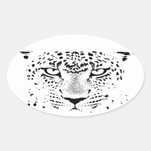 Adesivo Oval Olhos Leopardo Pretos e Brancos