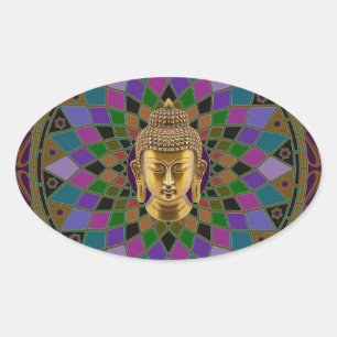 Adesivo Oval Om Buddha Mandala