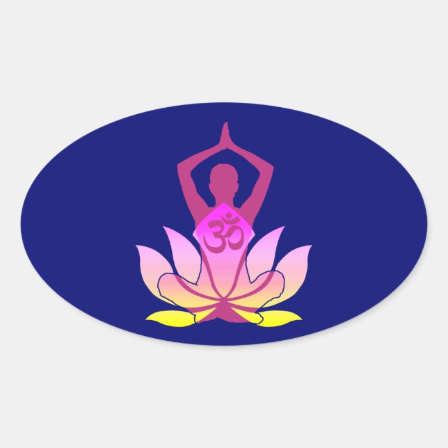 Adesivo Oval OM Namaste Lotus Flower Yoga azul (Frente)