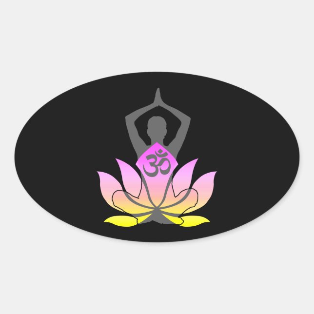 Adesivo Oval OM Namaste Lotus Flower Yoga Pose Espiritual (Frente)