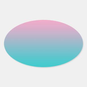 Adesivo Oval Ombre Rosa e Turquesa
