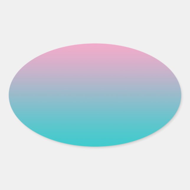Adesivo Oval Ombre Rosa e Turquesa (Frente)