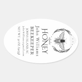 Adesivo Oval Organic honey bee queen 