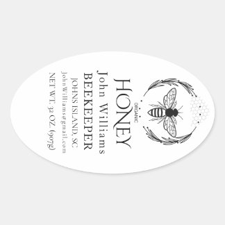 Adesivo Oval Organic honey bee queen