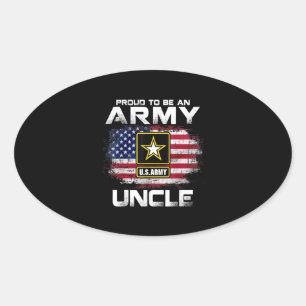 Adesivo Oval Orgulhoso De Ser Um Tio Do Exército Com Presente D