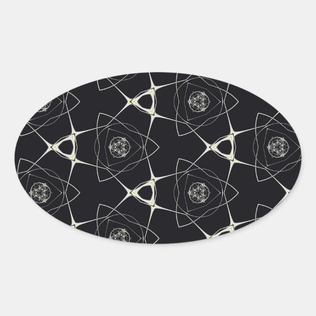 Adesivo Oval Ornamento do ouro (Frente)