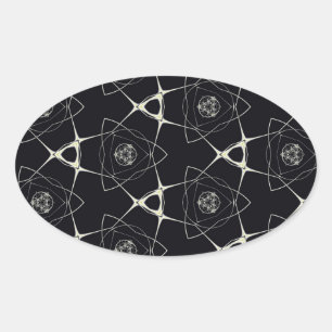 Adesivo Oval Ornamento Dourado