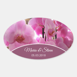 Adesivo Oval Orquídeas Rosas Flores