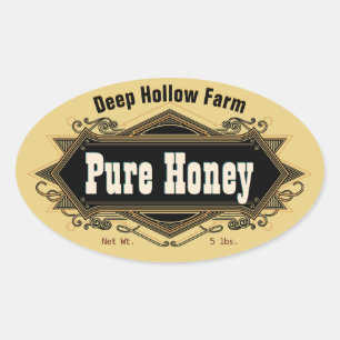 Adesivo Oval Ouro Amber Pure Honey Stickers