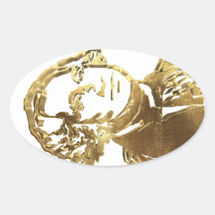 Adesivo Oval Ouro americano do retrato do presidente George