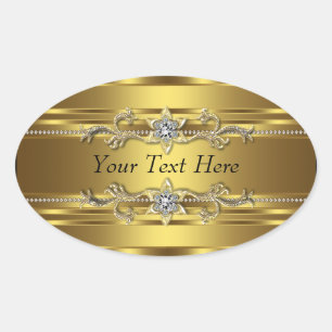 Adesivo Oval Ouro Diamante