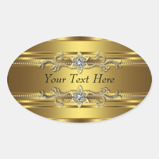Adesivo Oval Ouro Diamante