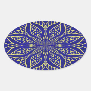 Adesivo Oval Ouro Flor Mandala