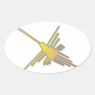 Adesivo Oval Ouro Nazca Lines Hummingbird