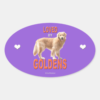 Adesivo Oval Ouro Retriever 'Love' Oval Sticker