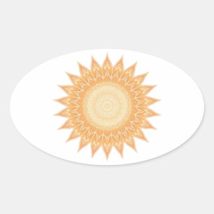 Adesivo Oval "Ouro Sunflower Mandala - Luz Dentro De Você"