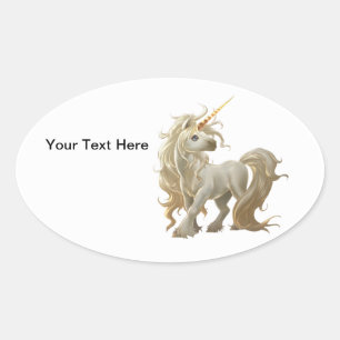 Adesivo Oval Ouro Unicorn Sticker
