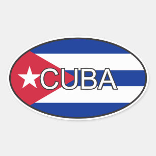 Adesivo Oval Oval da bandeira de Cuba