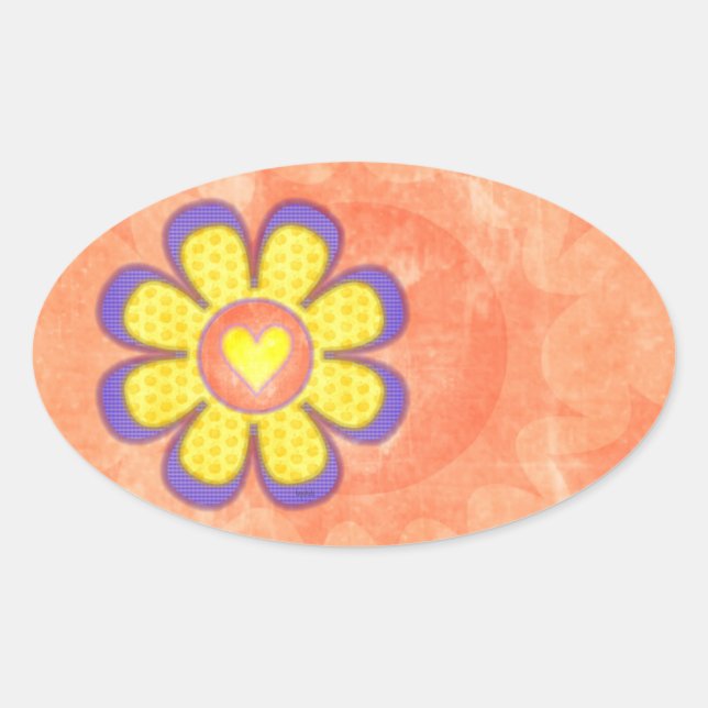 Adesivo Oval Oval de Coração Roxo (Frente)