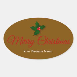 Adesivo Oval Oval de Mensagem de Natal Festivo e Elegante 