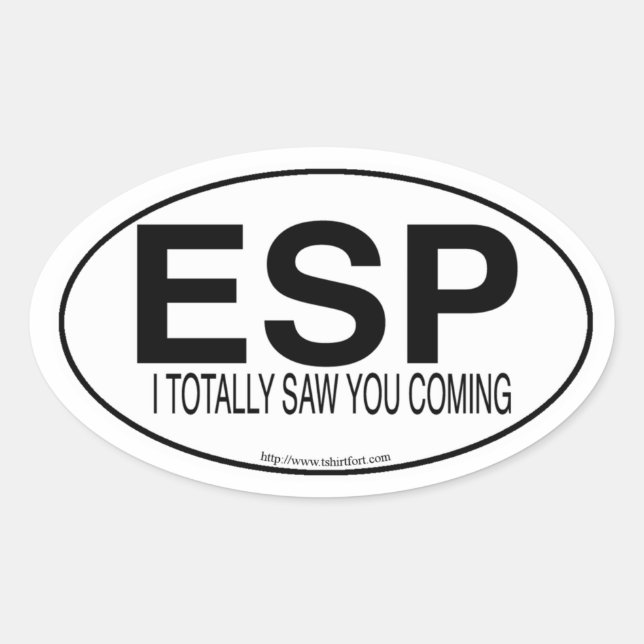 Adesivo Oval Oval Engraçado ESP Estilo Slogan  (Frente)