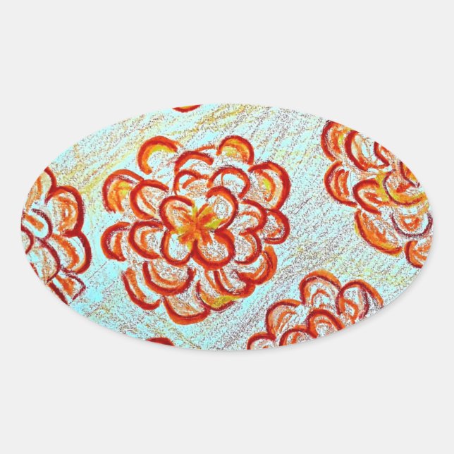 Adesivo Oval "Oval Stickers Marigolds", (Frente)