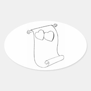 Adesivo Oval Oval Wedding Favor Seals Heart Scroll Amor